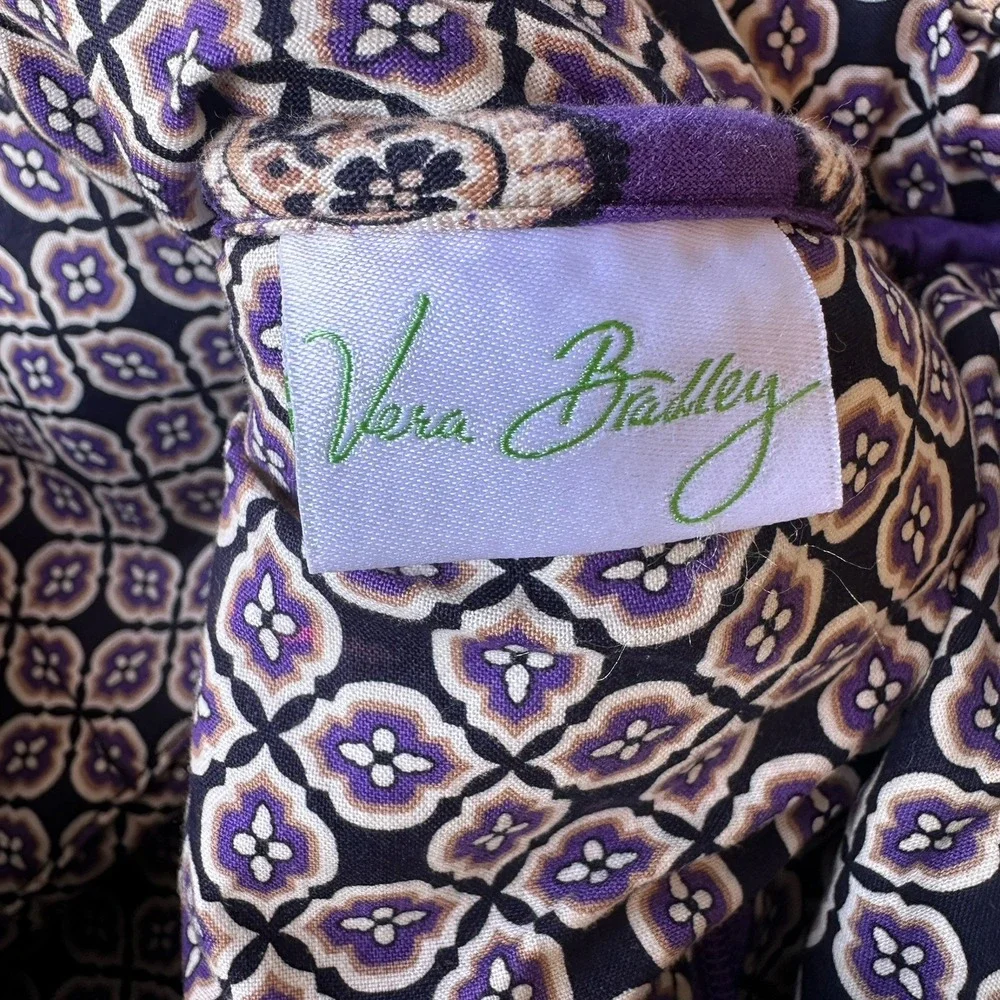 Vera Bradley Simply Violet Flower Paisley Shoulder Bag 15 Inch Hobo Zip Pocket
